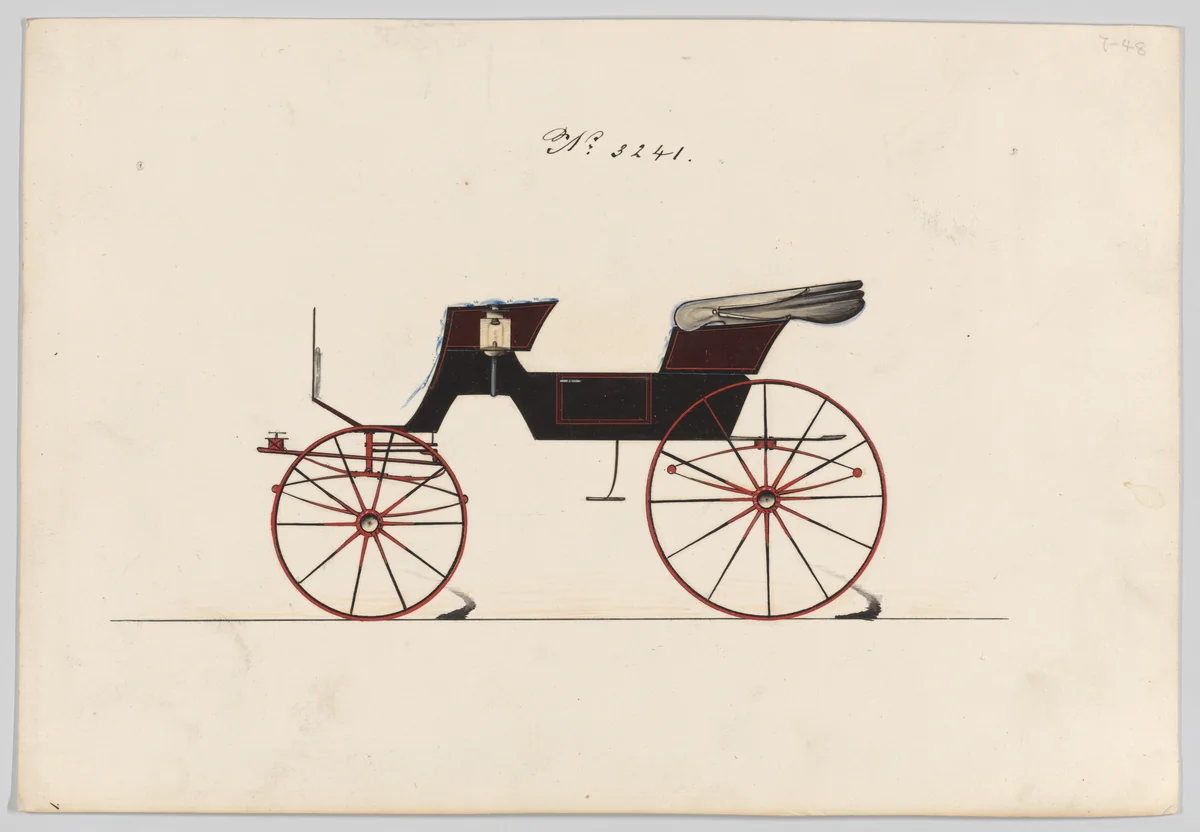 Design for Park or Cabriolet Phaeton, no. 3241 by Brewster & Co., drawing, 1876