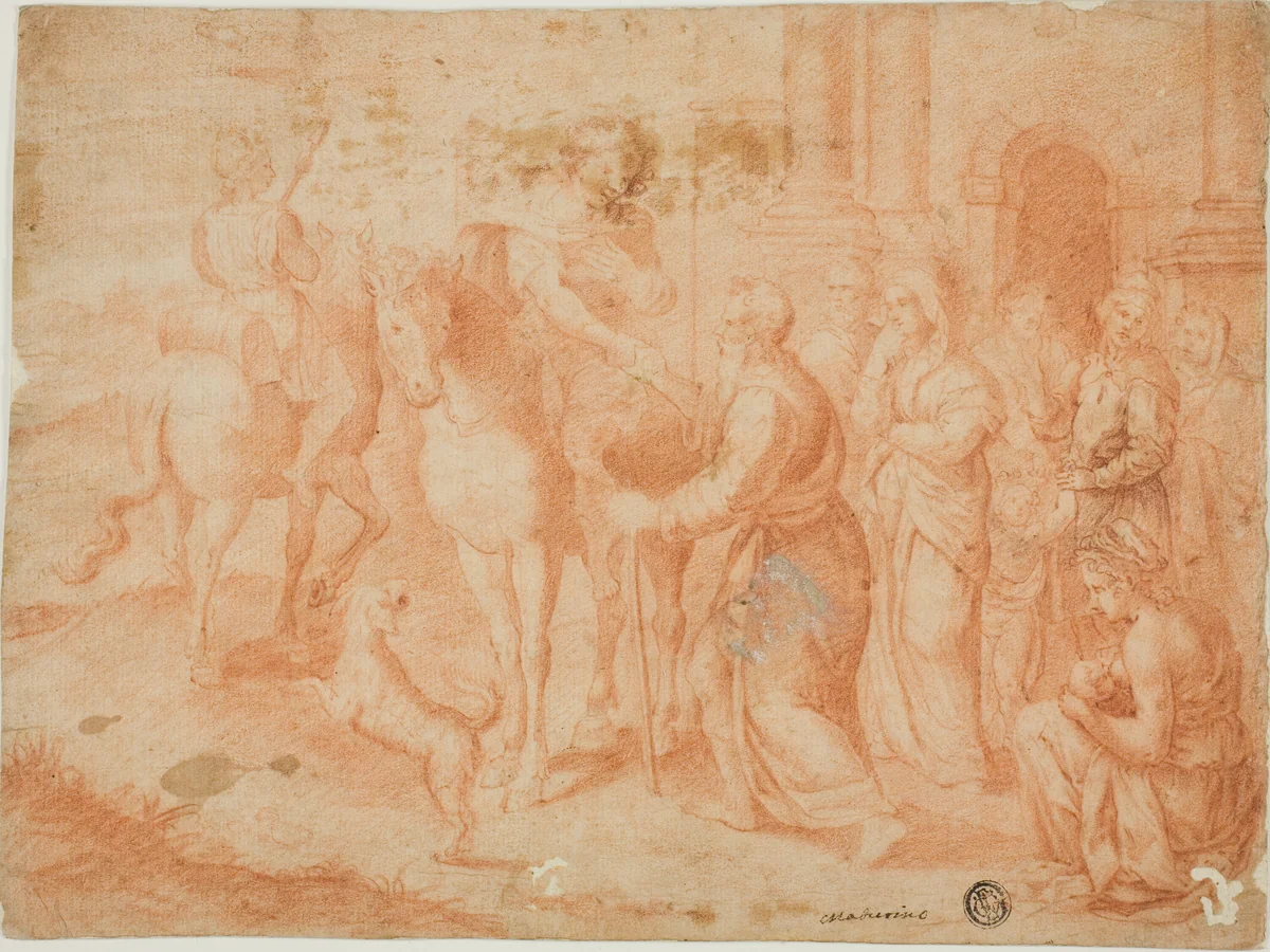 Departure of Tobias by Unknown Artist, drawing, 1580-1599