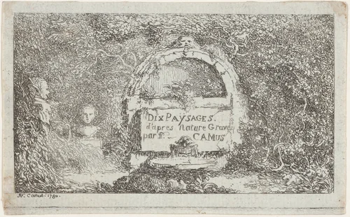 Title page for "Ten Landscapes" by Pierre Nicholas Camus, print, 1780