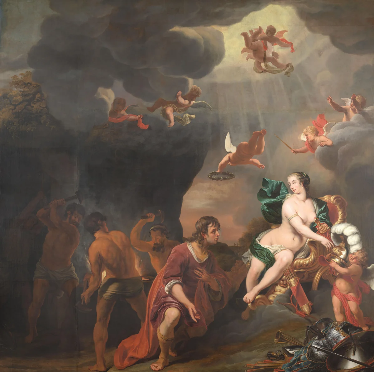 Aeneas Receiving a New Set of Armour from Venus by Ferdinand Bol, painting, 1660-1663