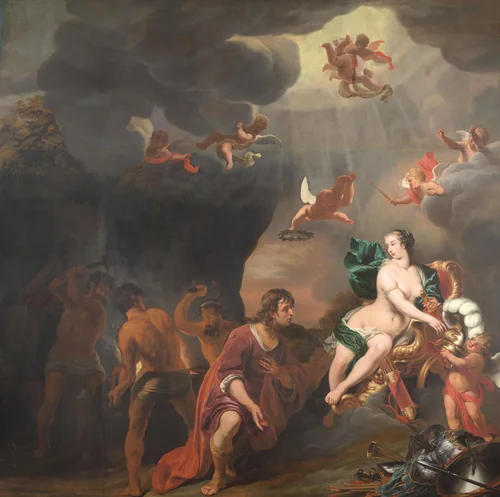 Aeneas Receiving a New Set of Armour from Venus by Ferdinand Bol, painting, 1660-1663