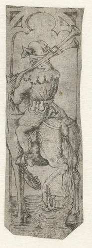 Man te paard met een doedelzak by anonymous, print, 1500-1599