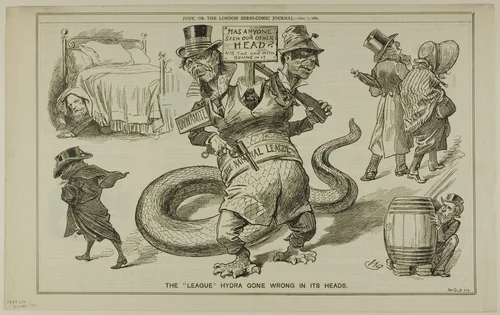The 'League' Hydras Gone Wrong in Its Heads, from Judy by W. B., print, 1887