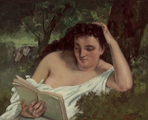 A Young Woman Reading by Gustave Courbet, painting, 1866-1868
