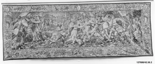The Sabine Women Stopping the Battle between the Romans and the Sabines from the Story of the Romans and the Sabines by Nicolas van Orley, textile, 1570-1585