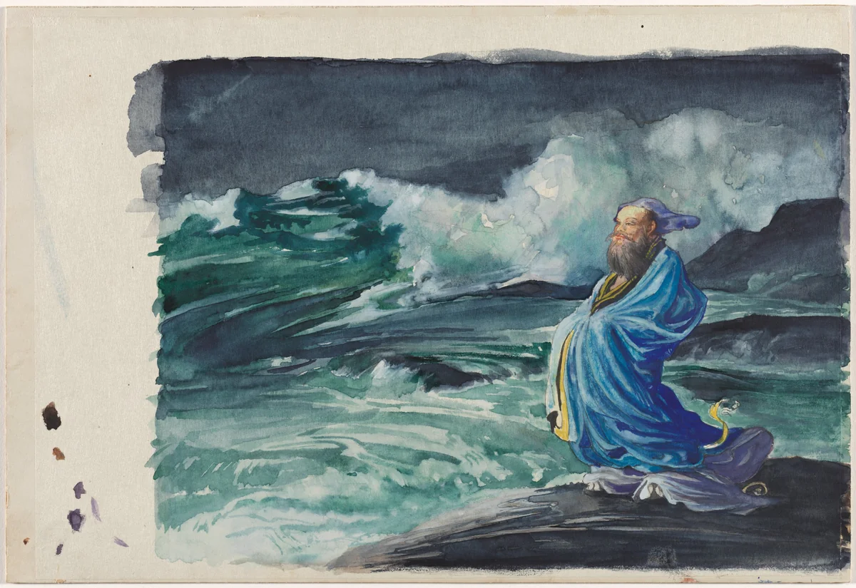 A Rishi Stirring Up a Storm by John La Farge, drawing, 1892-1902