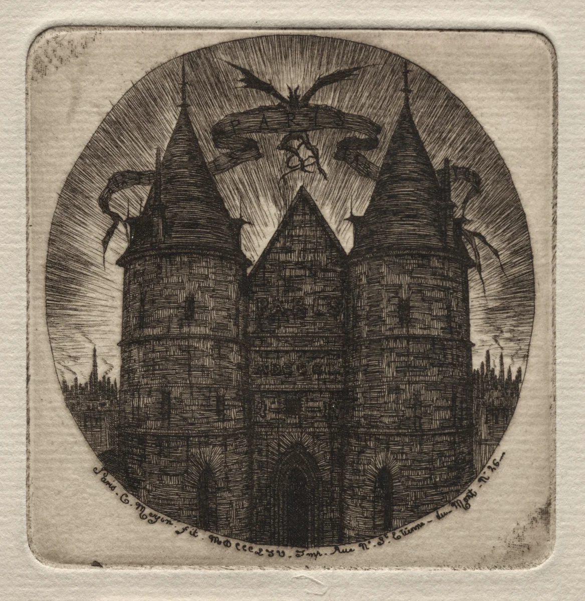 Etchings of Paris: Old Gate of the Palace of Justice by Charles Meryon, print, 1854