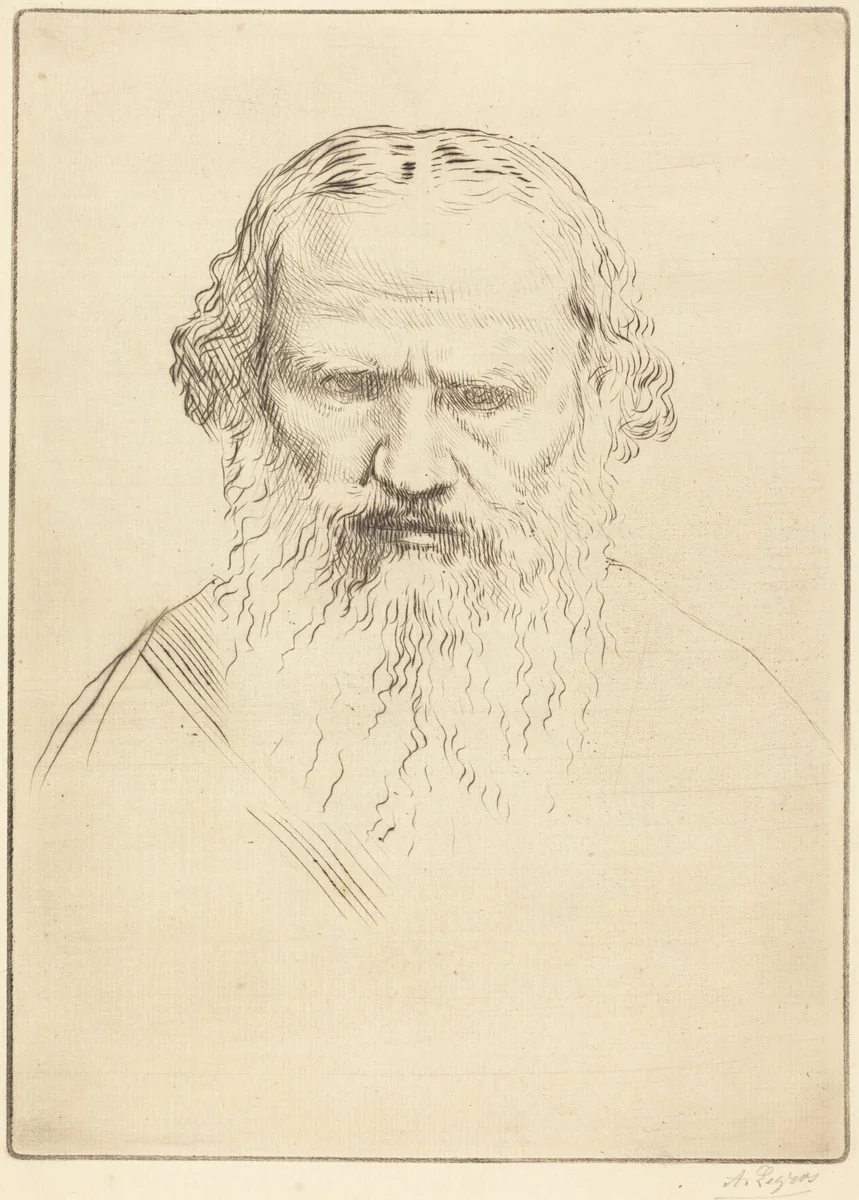 Tolstoy by Alphonse Legros, print, 1837-1911