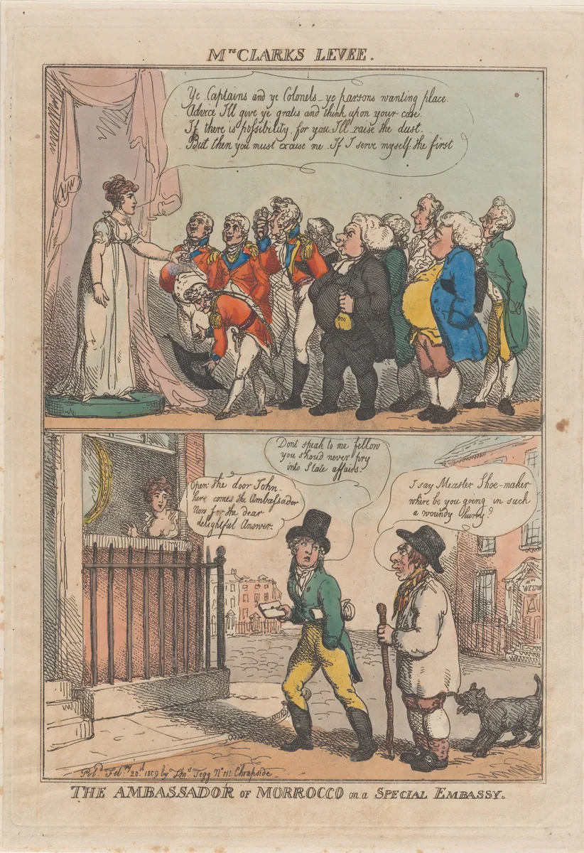The Ambassador of Morrocco on a Special Embassy by Thomas Rowlandson, print, 1809