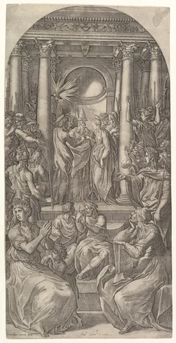The Marriage of the Virgin by Giovanni Jacopo Caraglio, print, 1520-1530