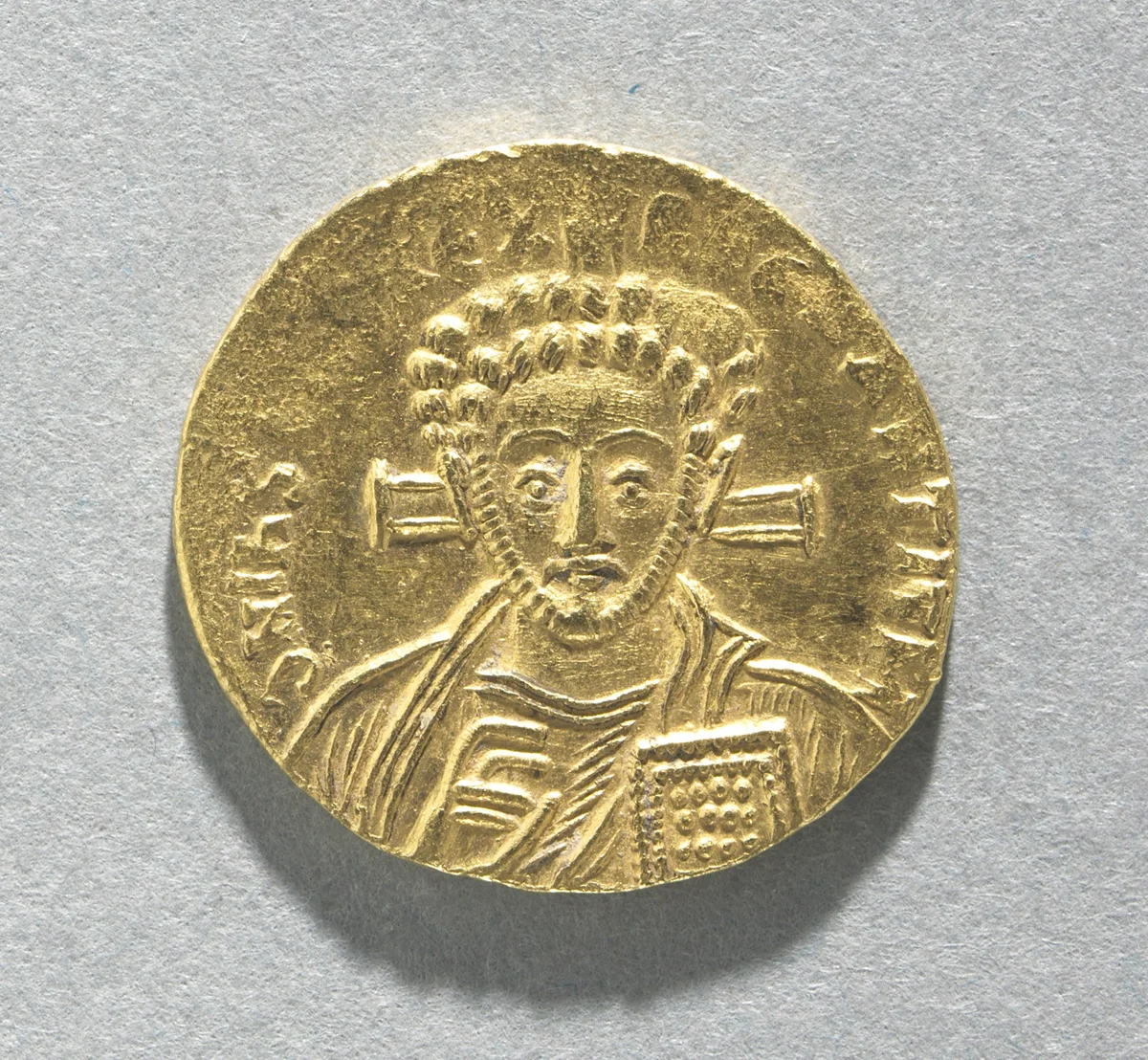 Solidus of Justinian II with Bust of Christ (obverse) by Unknown, metalwork, 705