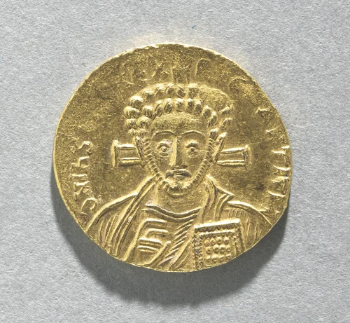 Solidus of Justinian II with Bust of Christ (obverse) by Unknown, metalwork, 705