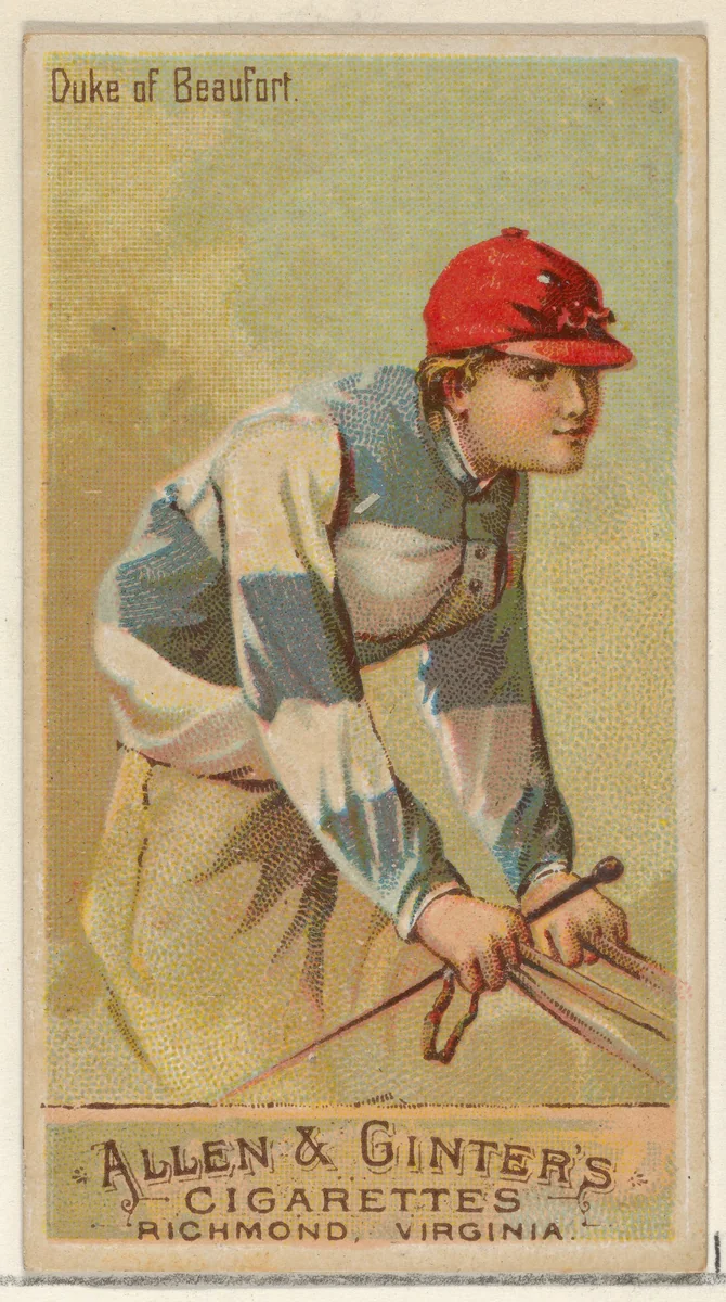 Duke of Beaufort, from the Racing Colors of the World series (N22a) for Allen & Ginter Cigarettes by Allen & Ginter, print, 1888