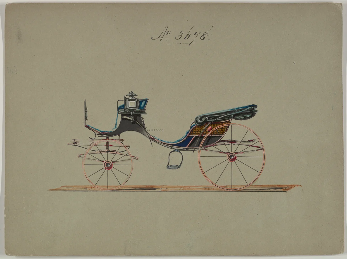 Design for Cabriolet or Victoria, no. 3678 by Brewster & Co., drawing, 1881