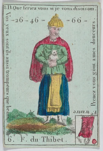 F. du Thibet from playing cards "Jeu d'Or" by anonymous, print, 1700-1799