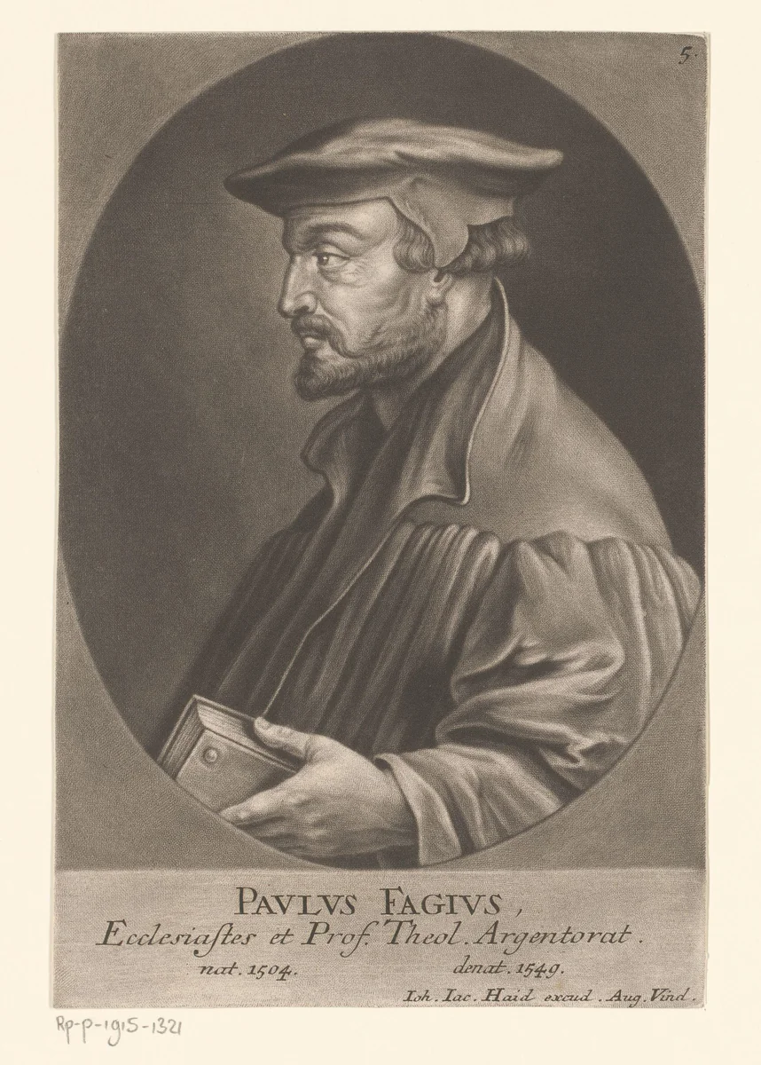 Portret van Paul Fagius by Johann Jacob Haid, print, 1747