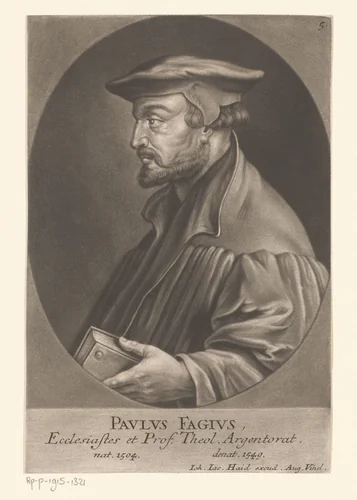 Portret van Paul Fagius by Johann Jacob Haid, print, 1747