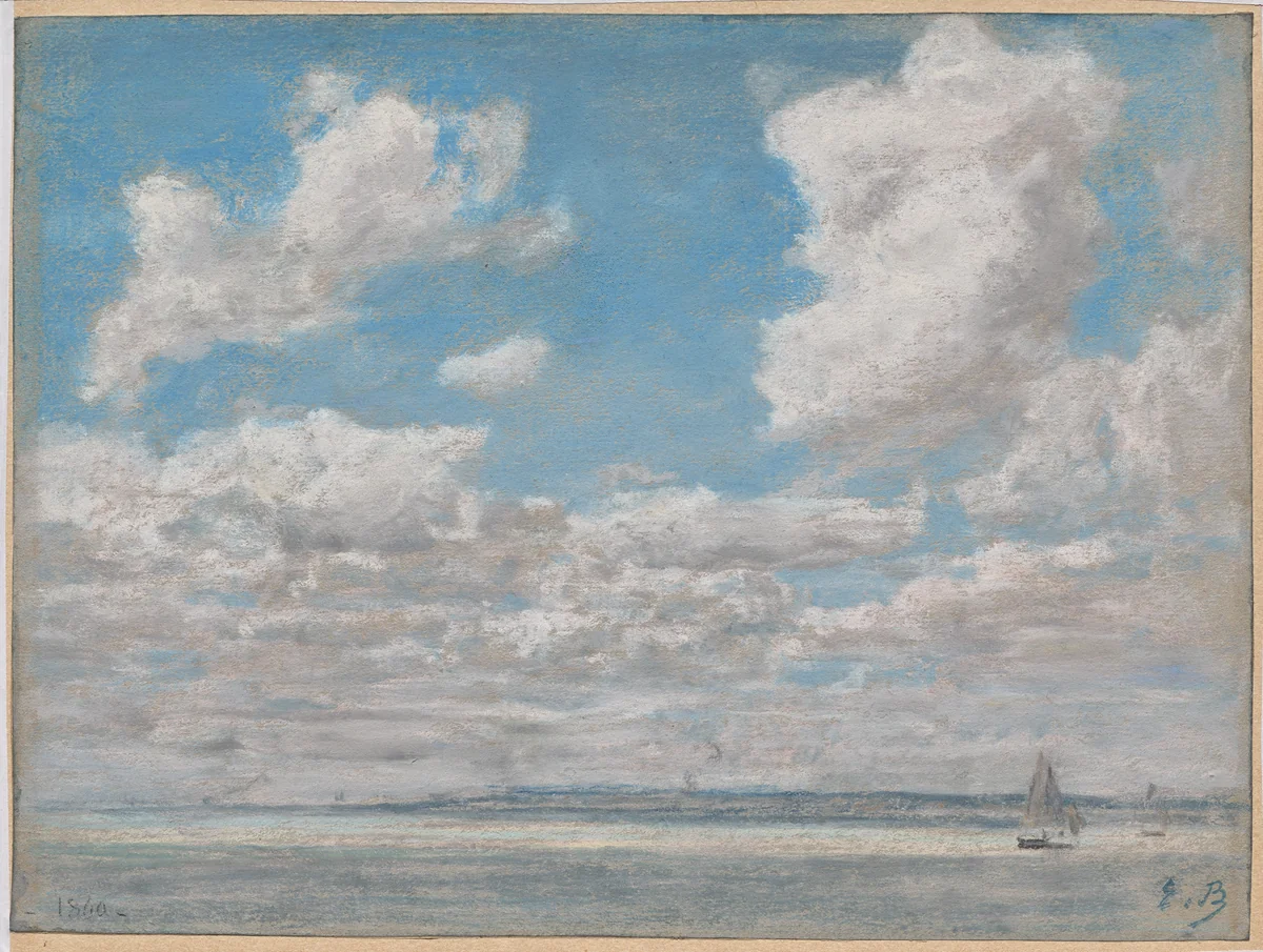 Seascape with Open Sky by Eugène Boudin, drawing, 1860