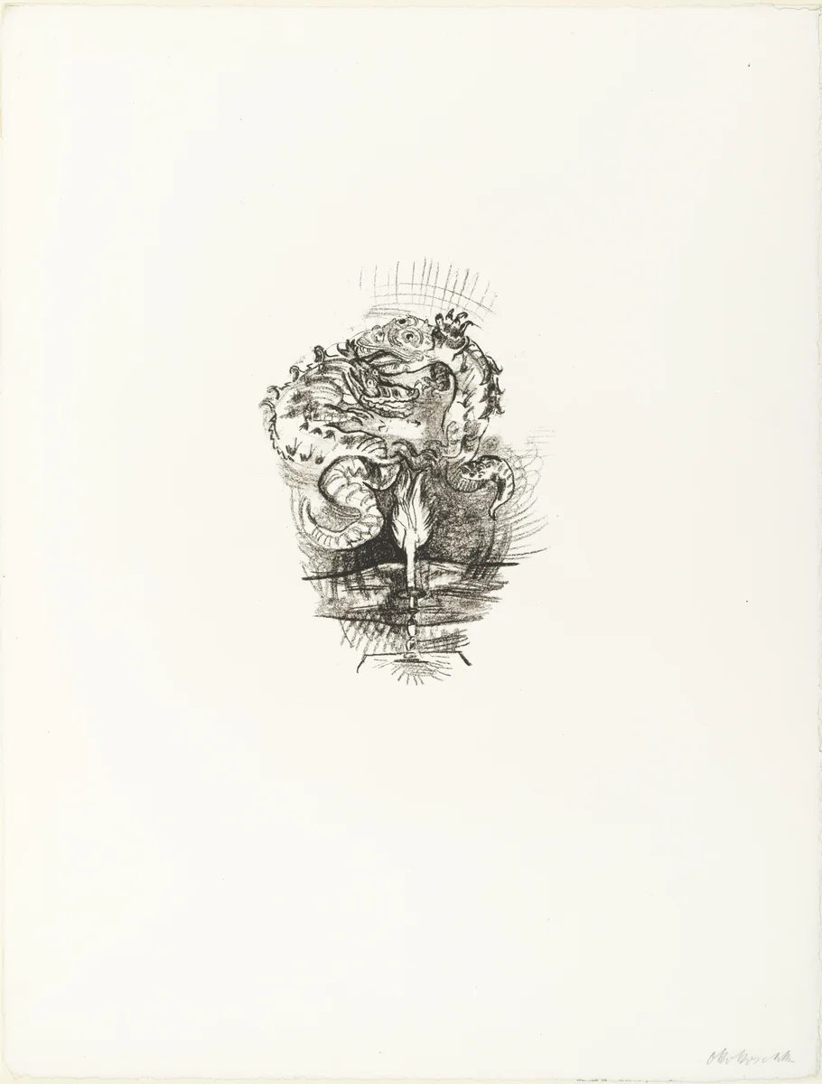 Dragons over a Flame (Drachen über einer Flamme) (plate 2) from O Eternity - Thou Word of Thunder (Bach Cantata) [O Ewigkeit - Du Donnerwort (Bachkantate)] by Oskar Kokoschka, print, 1914