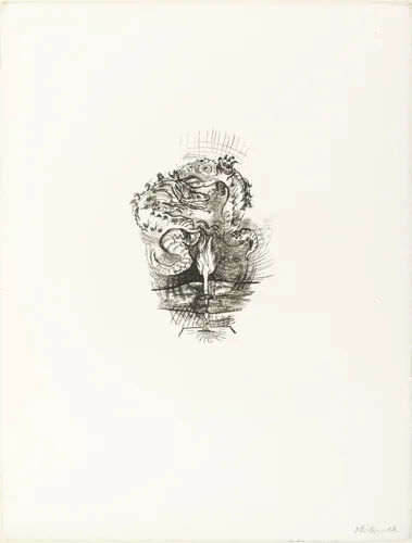 Dragons over a Flame (Drachen über einer Flamme) (plate 2) from O Eternity - Thou Word of Thunder (Bach Cantata) [O Ewigkeit - Du Donnerwort (Bachkantate)] by Oskar Kokoschka, print, 1914