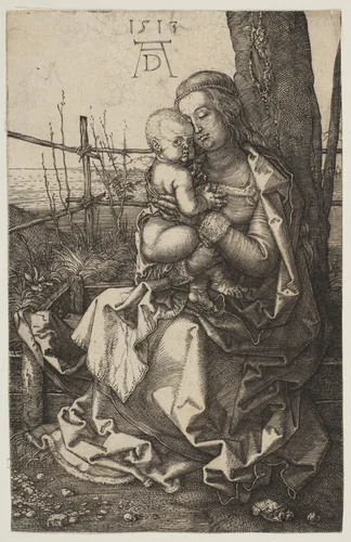 Virgin and Child Seated by a Tree by Albrecht Dürer, print, 1513