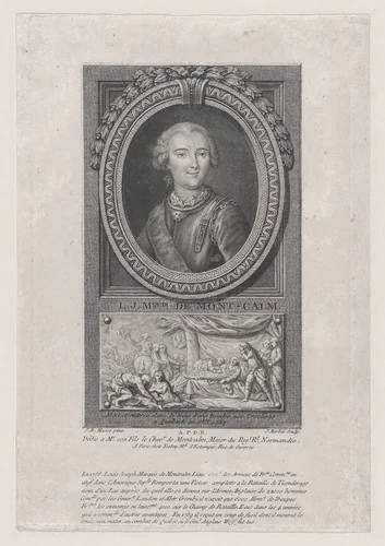 Portrait of L. J. Marquis de Mont-Calm by Jacques Barbié, print, 1781