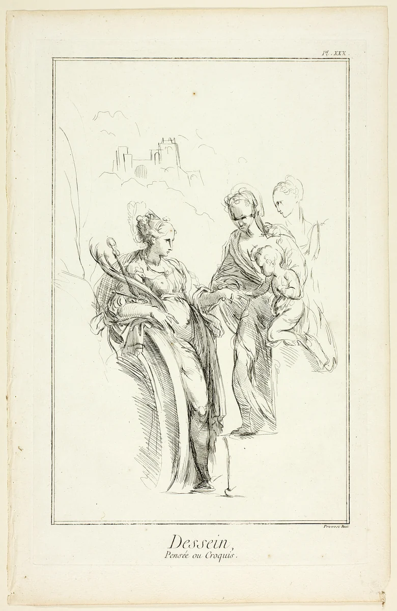 Design: Sketch, from Encyclopédie by Benoît-Louis Prévost, print, 1762-1777