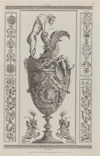 Vases and Ornament, nos. CCCCLX–CCCCLXVIII, plate 69 from "Designs for Various Ornaments" by Michelangelo Pergolesi, print, 1801