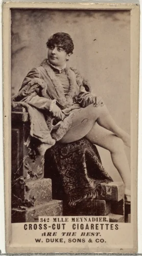 Card Number 342, Mlle. Meynadier, from the Actors and Actresses series (N145-3) issued by Duke Sons & Co. to promote Cross Cut Cigarettes by W. Duke, Sons & Co., photograph, 1880-1889