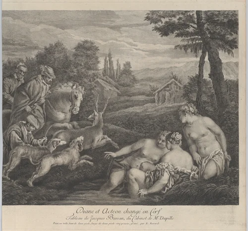 Diana and Acteon by Etienne Fessard, print, 1737-1747