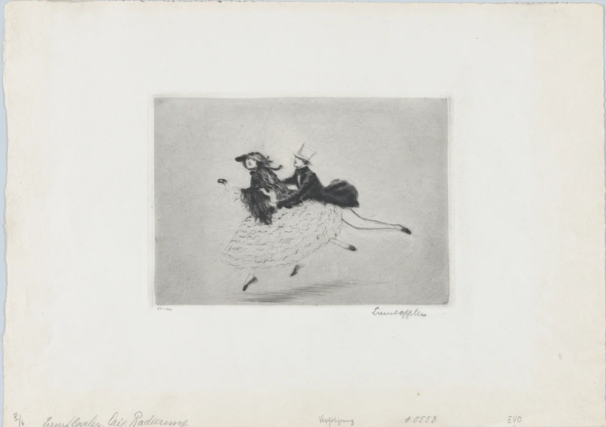 Pursuit by Ernst Oppler, print, 1880-1929