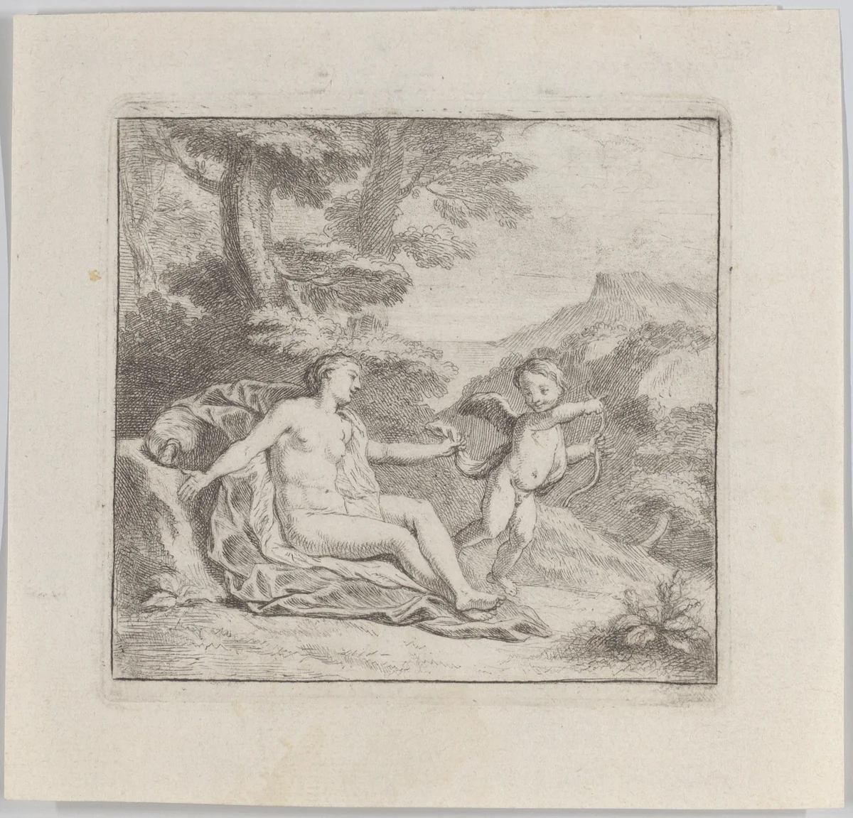 Venus stopping love by Charles-Antoine Coypel, print, 1714-1752