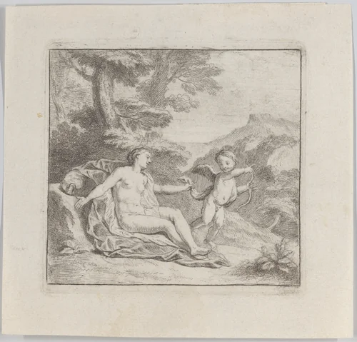 Venus stopping love by Charles-Antoine Coypel, print, 1714-1752