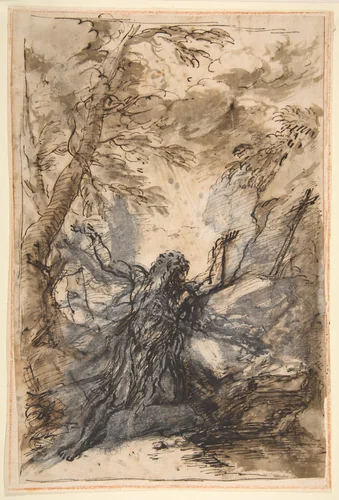St. Paul, Hermit by Salvator Rosa, drawing, 1615-1673