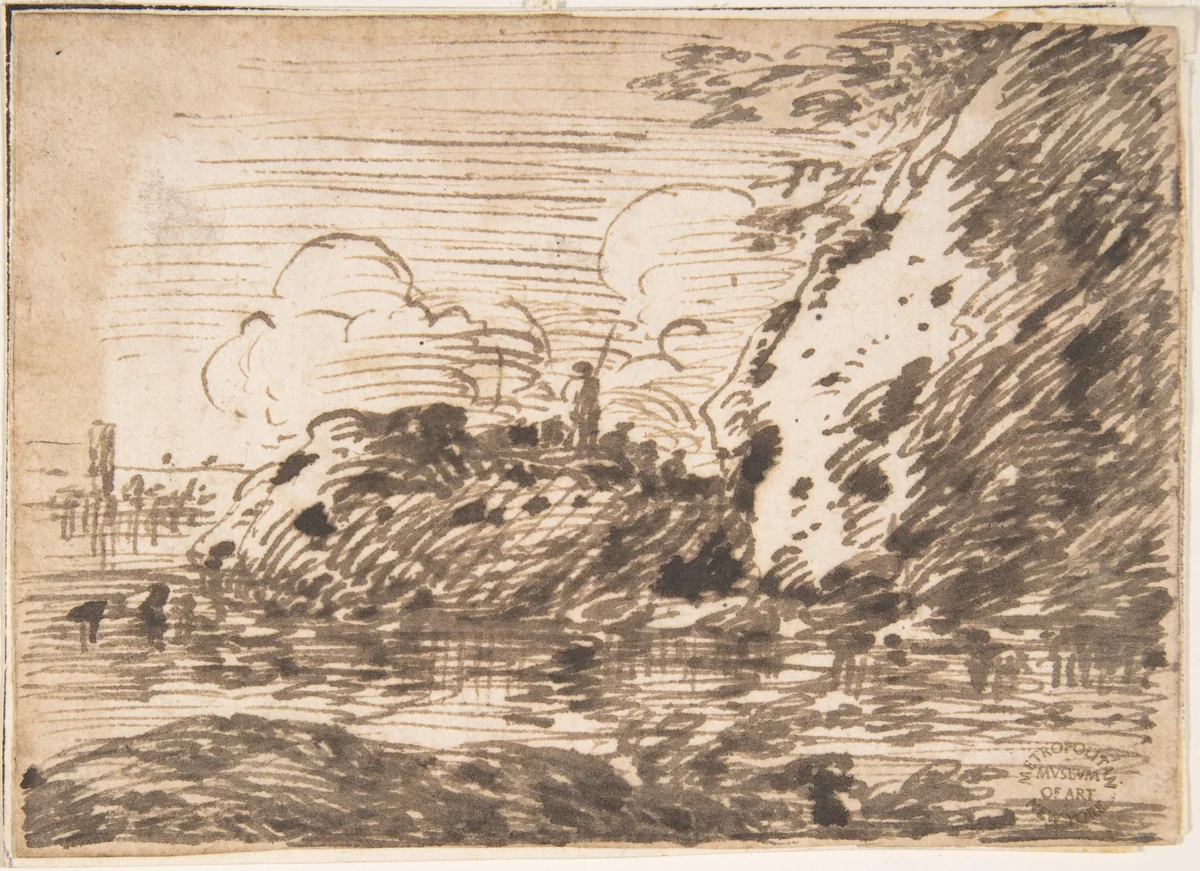 Landscape by anonymous, drawing, 1600-1700