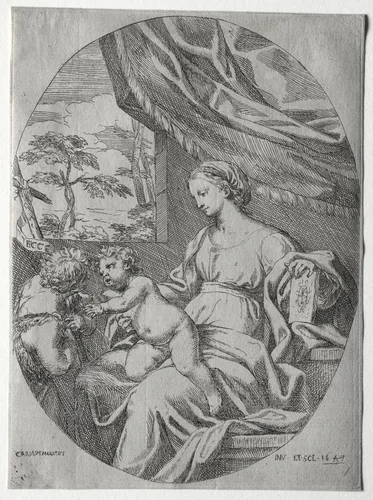 Virgin and Child with the Infant St. John by Carlo Maratti, print, 1647