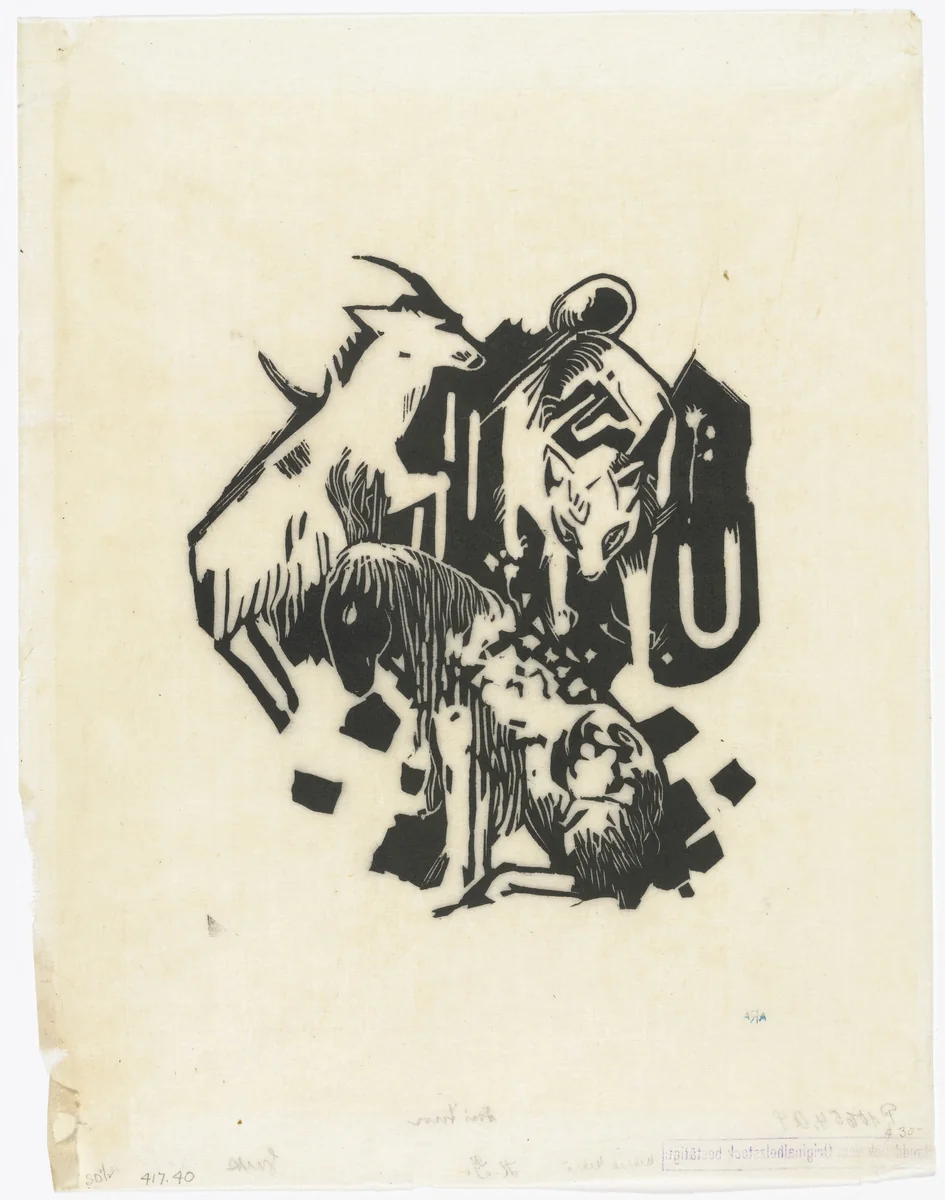 Three Animals (Drei Tiere) by Franz Marc, print, 1912