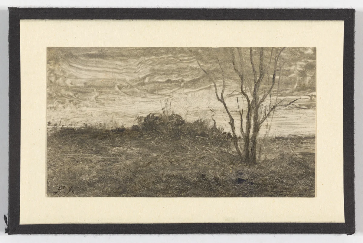 Landscape by Frédéric Juncker, drawing, 1875-1890