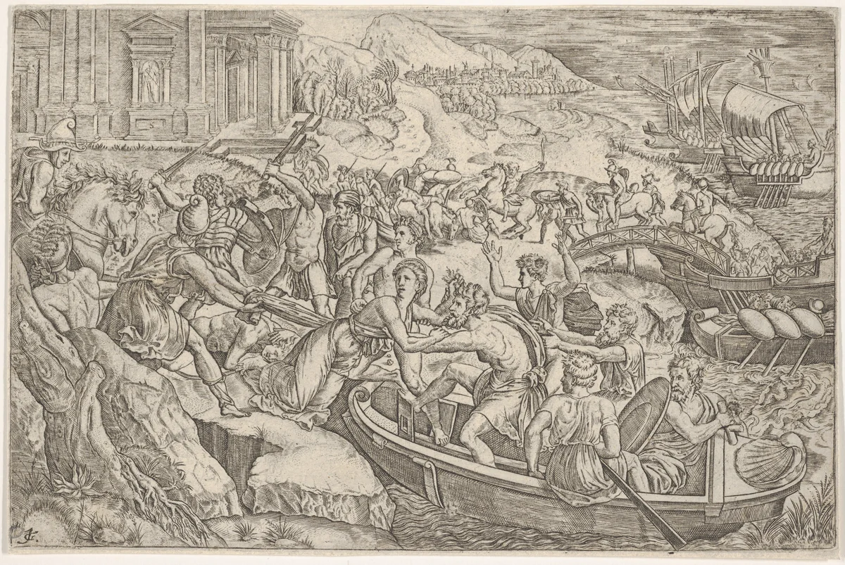 Abduction of Helen by anonymous, print, 1500-1600
