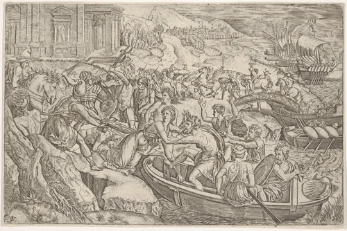 Abduction of Helen by anonymous, print, 1500-1600