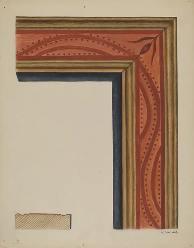 Hand-carved Picture Frame "River of Life" Motif by Vera Van Voris, index of american design, 1938
