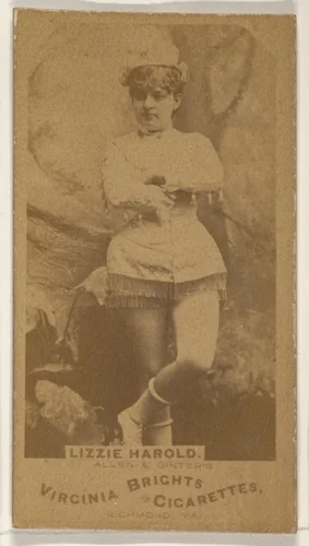 Lizzie Harold, from the Actors and Actresses series (N45, Type 1) for Virginia Brights Cigarettes by Allen & Ginter, photograph, 1885-1891