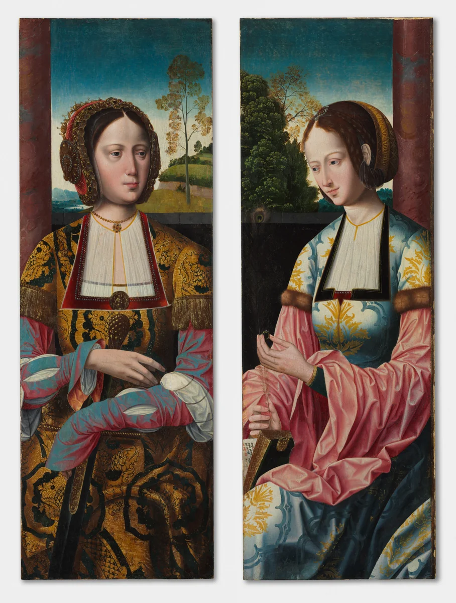 Saint Catherine and Saint Barbara (pair) by Master of the Holy Blood, painting, 1515-1525