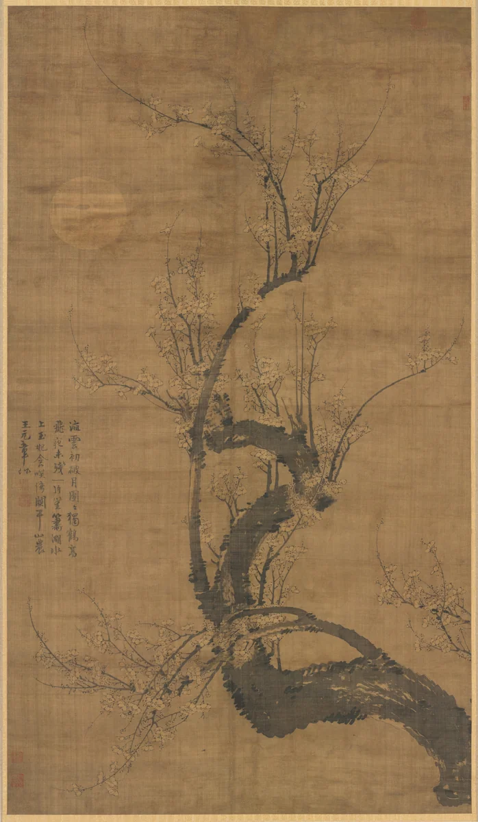 A Prunus in the Moonlight by Wang Mian, painting, 1300-1399