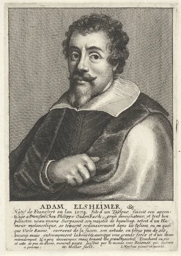 Portret van Adam Elsheimer by Wenceslaus Hollar, print, 1649-1670