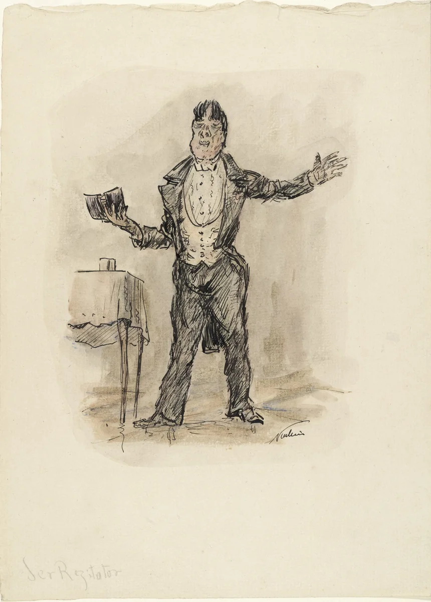 The Reciter (Der Rezitator) by Alfred Kubin, drawing, 1923