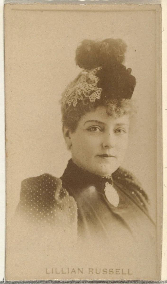 Lillian Russell, from the Actors and Actresses series (N145-8) issued by Duke Sons & Co. to promote Duke Cigarettes by W. Duke, Sons & Co., photograph, 1890-1895