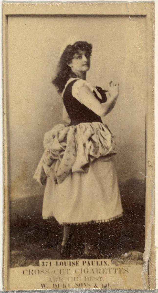 Card Number 371, Louise Paullin, from the Actors and Actresses series (N145-3) issued by Duke Sons & Co. to promote Cross Cut Cigarettes by W. Duke, Sons & Co., photograph, 1880-1889
