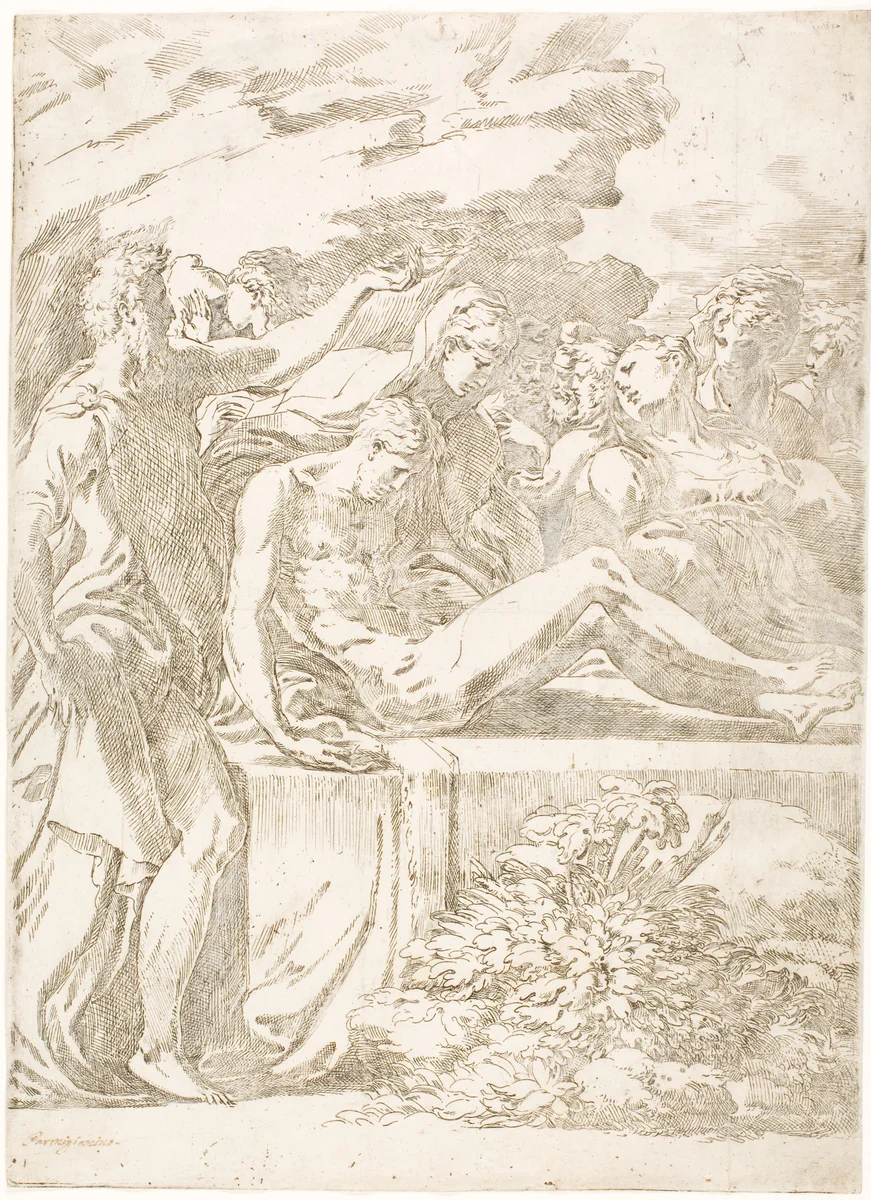 The Entombment by Parmigianino, print, 1525-1535