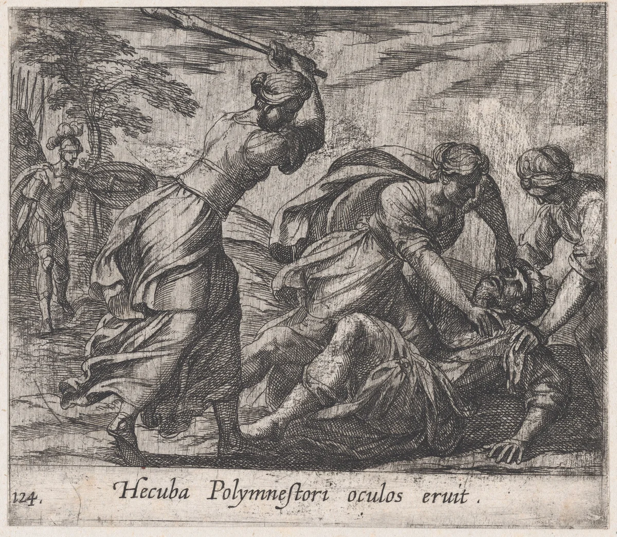 Plate 124: Hecuba and the Trojan Women Murdering Polymestor (Hecuba Polymnestori oculos ervit), from Ovid's 'Metamorphoses' by Antonio Tempesta, print, 1606